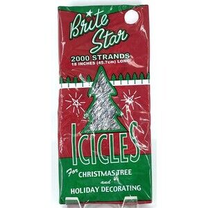 BRITE STAR 18" ICICLES 2000 STRANDS CHRISTMAS TREE TINSEL SEALED